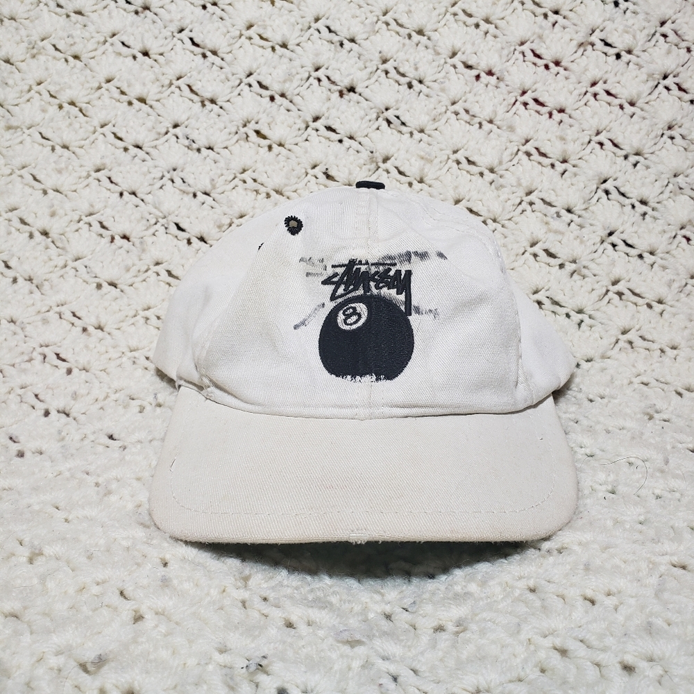 Vintage Stussy Capz Eight Ball Embroidered Snapback Hat Cap Made in USA Skate